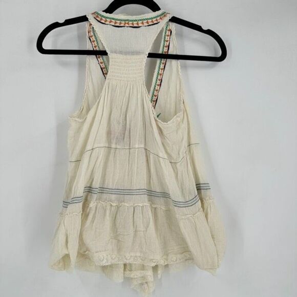 Vanilla Star Bohemian split Button Front Embroidered top Gauzy Small sleeveless - Picture 7 of 9